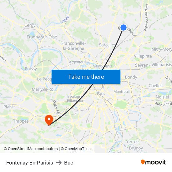 Fontenay-En-Parisis to Buc map