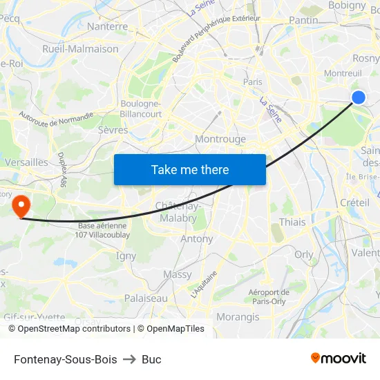 Fontenay-Sous-Bois to Buc map