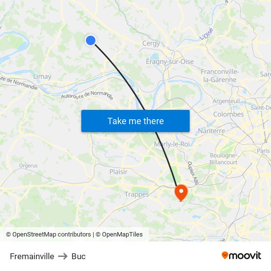 Fremainville to Buc map