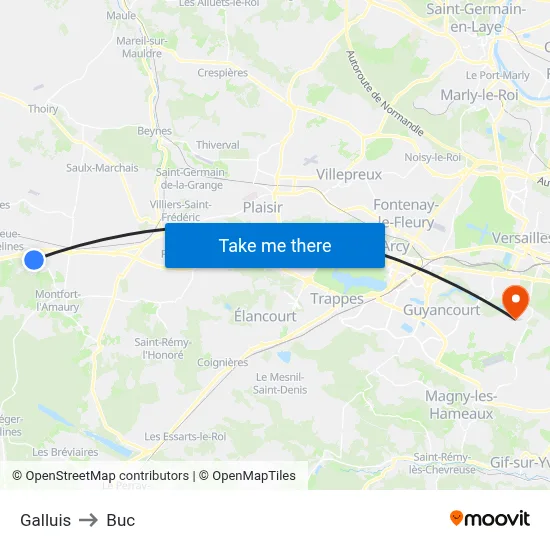 Galluis to Buc map