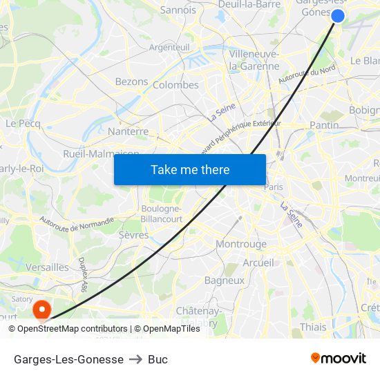 Garges-Les-Gonesse to Buc map