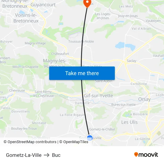 Gometz-La-Ville to Buc map