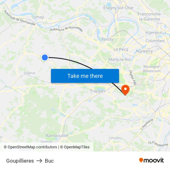 Goupillieres to Buc map
