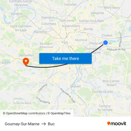 Gournay-Sur-Marne to Buc map