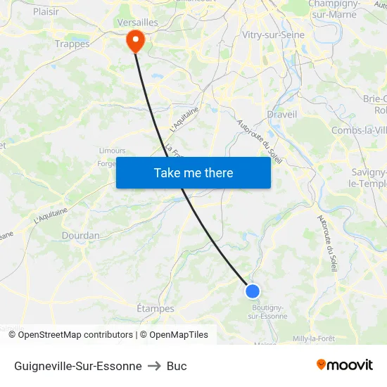 Guigneville-Sur-Essonne to Buc map
