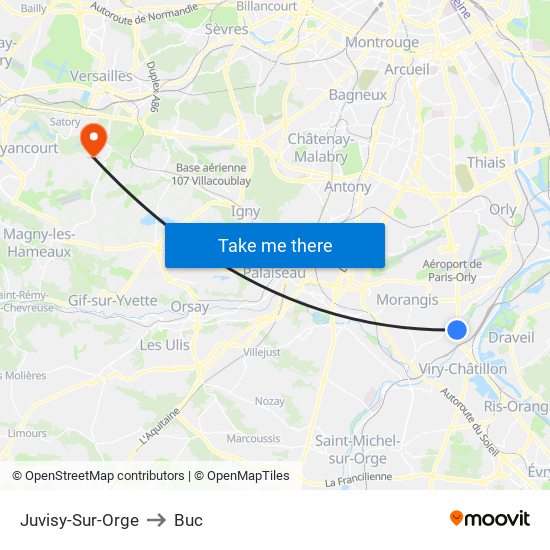 Juvisy-Sur-Orge to Buc map