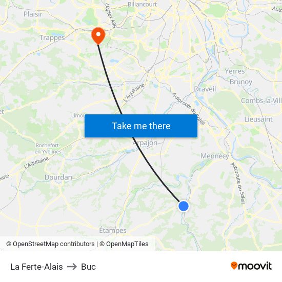 La Ferte-Alais to Buc map
