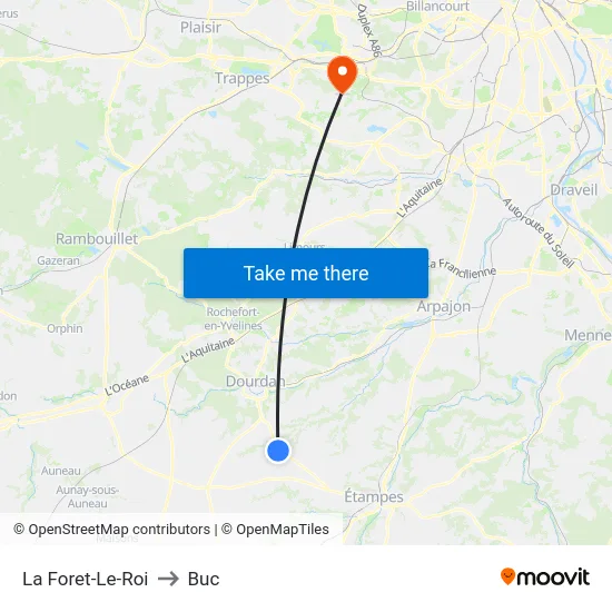 La Foret-Le-Roi to Buc map