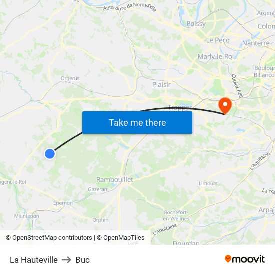 La Hauteville to Buc map