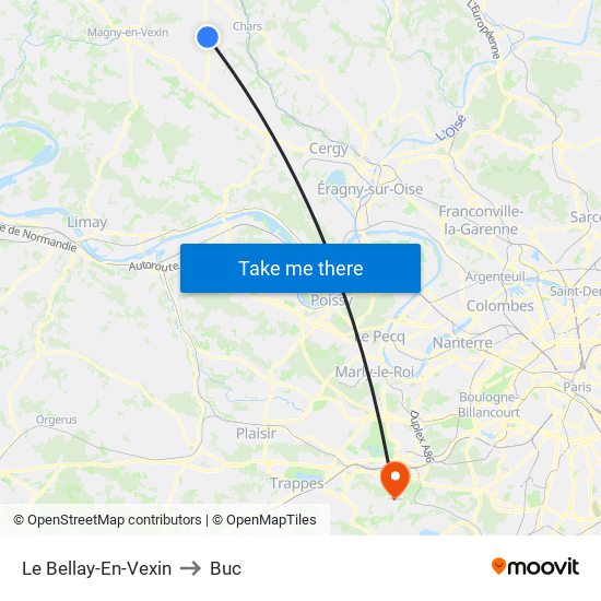 Le Bellay-En-Vexin to Buc map
