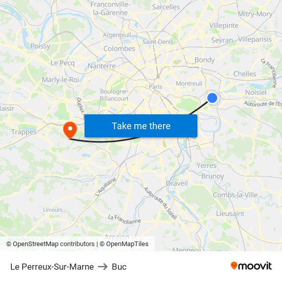 Le Perreux-Sur-Marne to Buc map