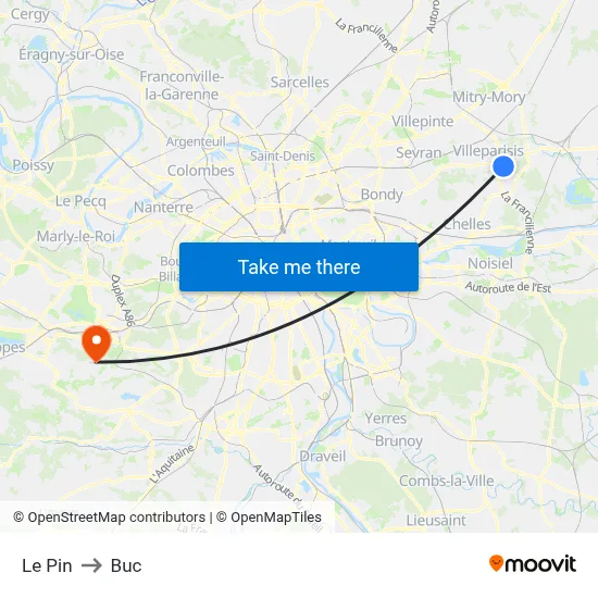 Le Pin to Buc map