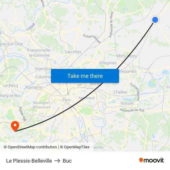 Le Plessis-Belleville to Buc map