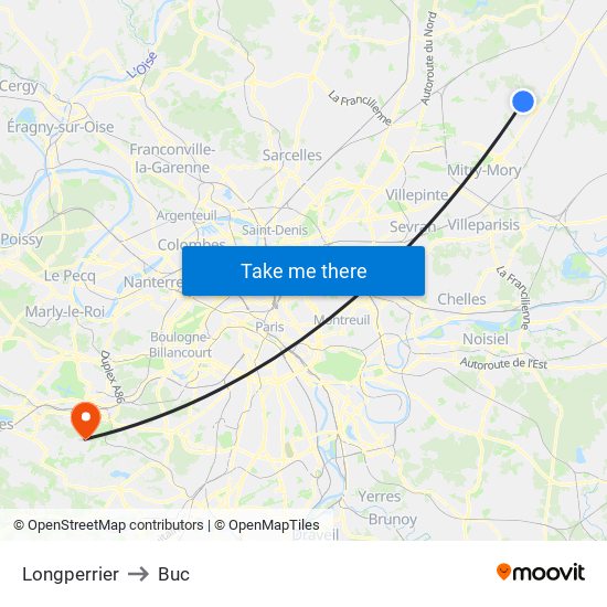 Longperrier to Buc map