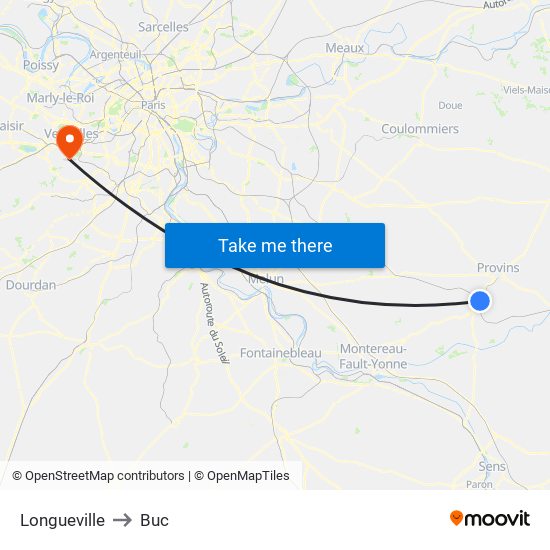 Longueville to Buc map