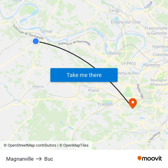 Magnanville to Buc map