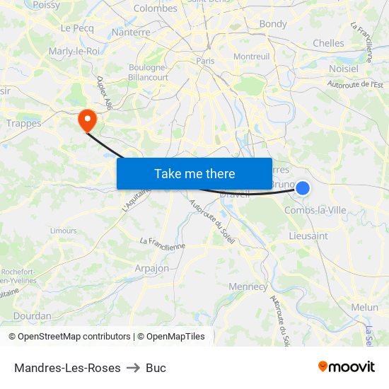 Mandres-Les-Roses to Buc map