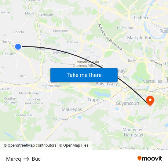 Marcq to Buc map
