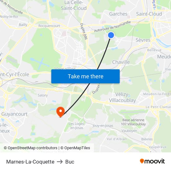 Marnes-La-Coquette to Buc map
