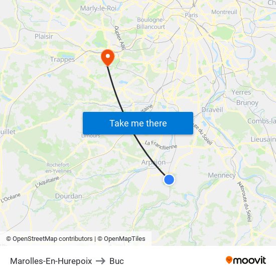 Marolles-En-Hurepoix to Buc map