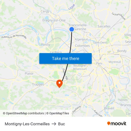 Montigny-Les-Cormeilles to Buc map