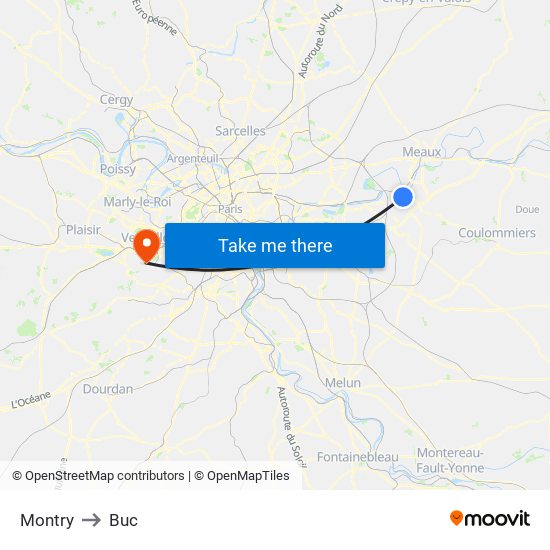 Montry to Buc map