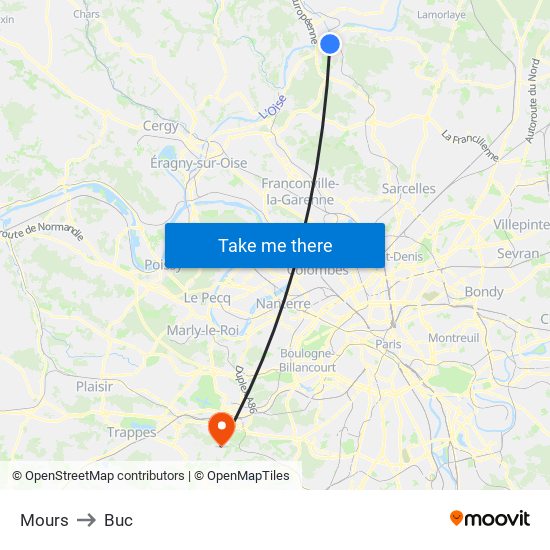 Mours to Buc map
