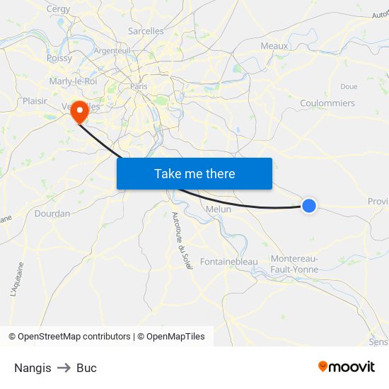 Nangis to Buc map