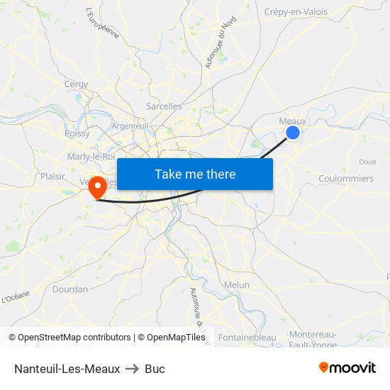 Nanteuil-Les-Meaux to Buc map