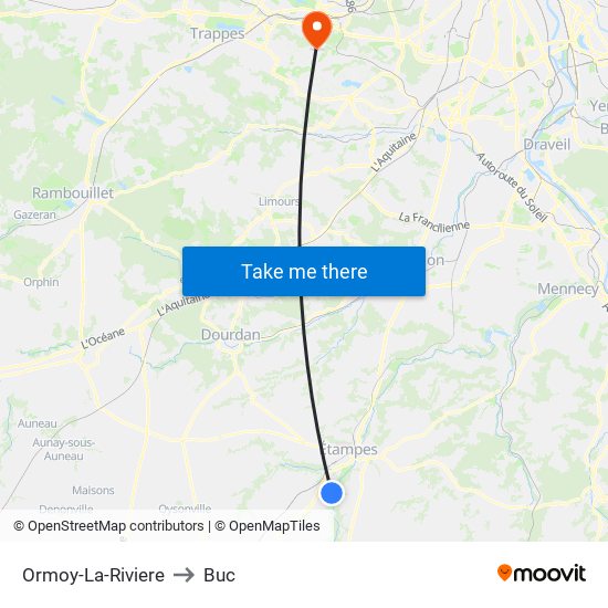 Ormoy-La-Riviere to Buc map