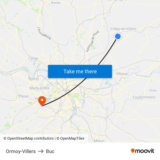 Ormoy-Villers to Buc map