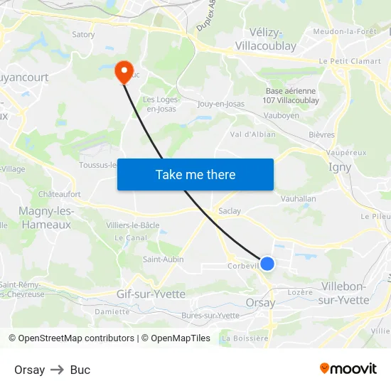 Orsay to Buc map
