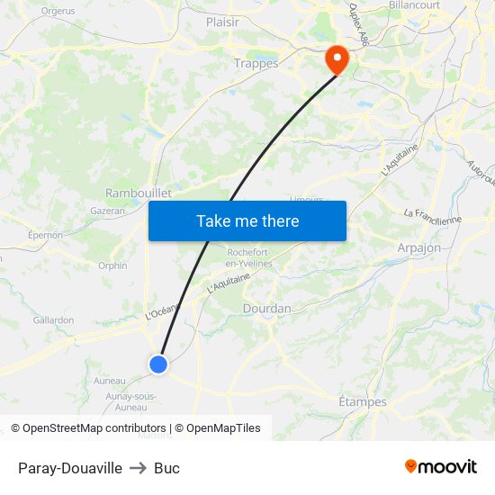 Paray-Douaville to Buc map