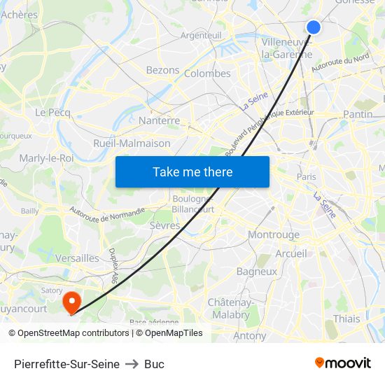 Pierrefitte-Sur-Seine to Buc map