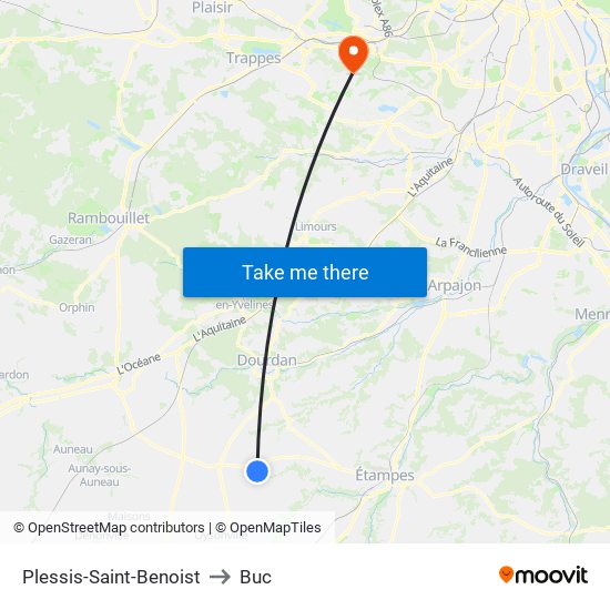 Plessis-Saint-Benoist to Buc map