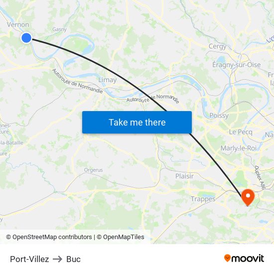 Port-Villez to Buc map