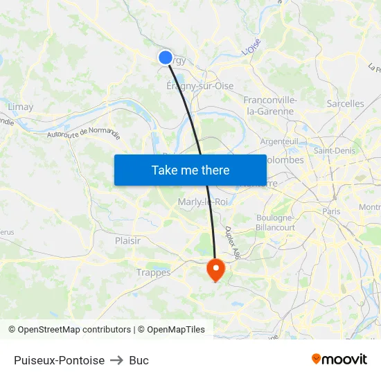 Puiseux-Pontoise to Buc map