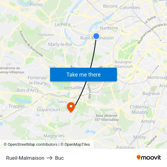 Rueil-Malmaison to Buc map