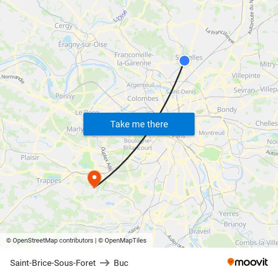 Saint-Brice-Sous-Foret to Buc map