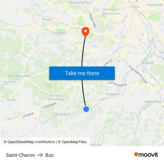 Saint-Cheron to Buc map