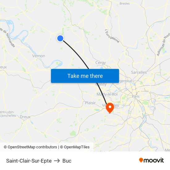 Saint-Clair-Sur-Epte to Buc map