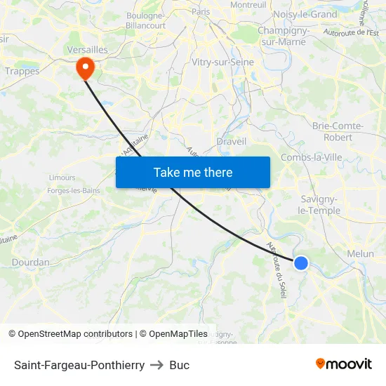 Saint-Fargeau-Ponthierry to Buc map
