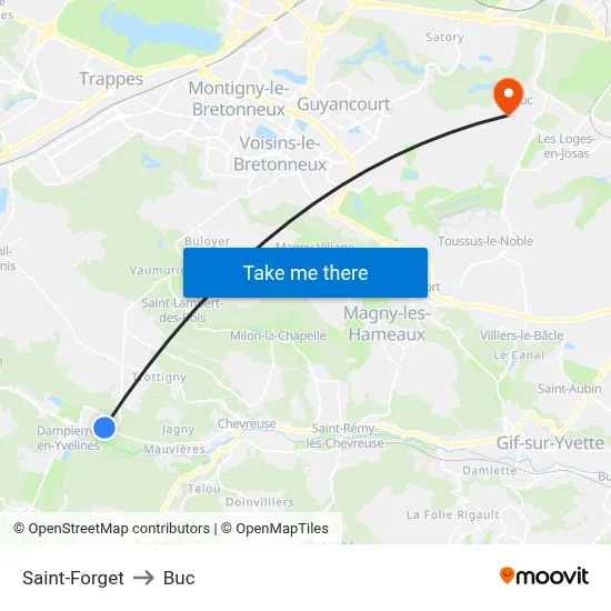 Saint-Forget to Buc map