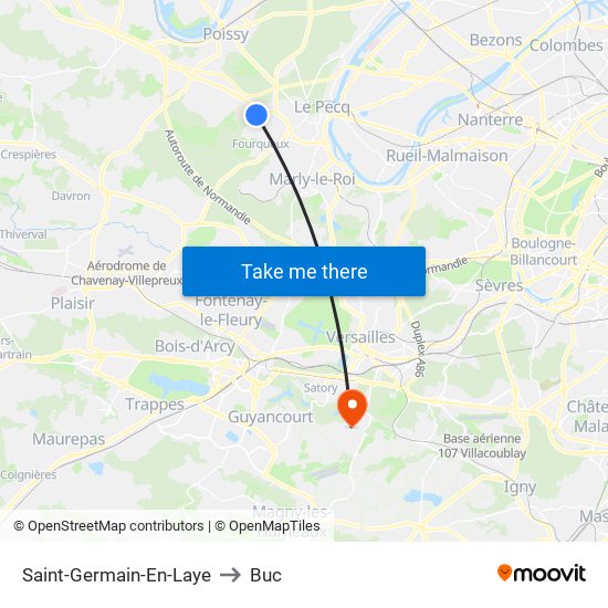 Saint-Germain-En-Laye to Buc map