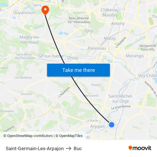 Saint-Germain-Les-Arpajon to Buc map