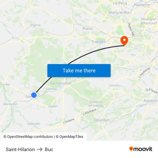 Saint-Hilarion to Buc map