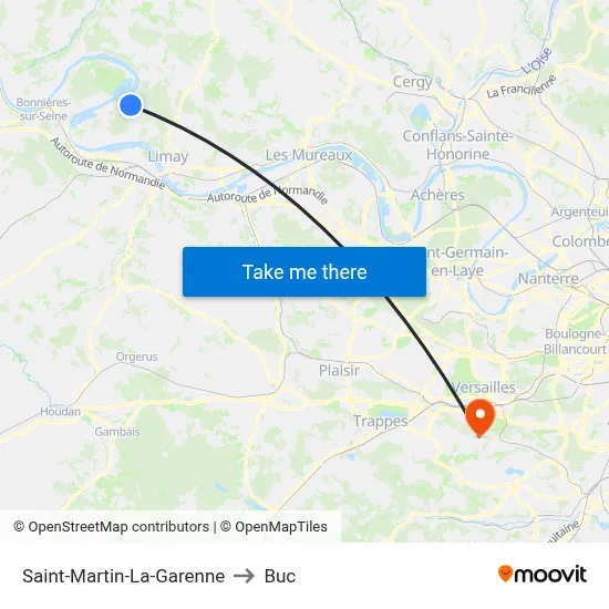 Saint-Martin-La-Garenne to Buc map