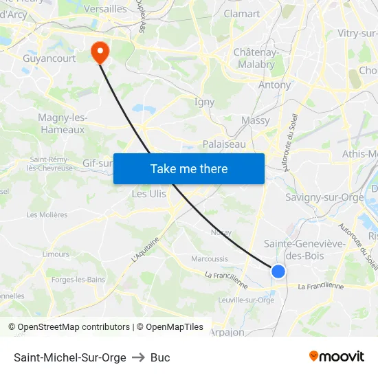 Saint-Michel-Sur-Orge to Buc map