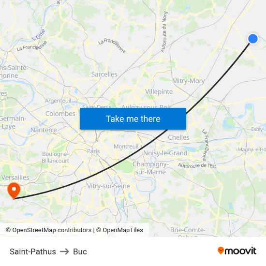 Saint-Pathus to Buc map