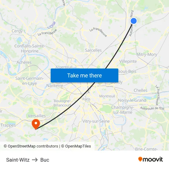 Saint-Witz to Buc map
